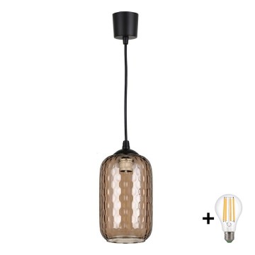 Brilagi - LED luster na sajli RETRO GLASS 1xE27/60W/230V Ø 14 cm crna/zadimljeno-smeđa