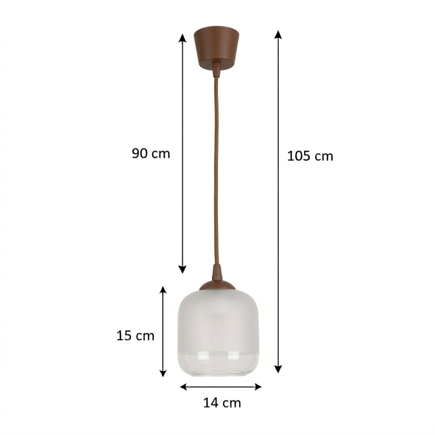 Brilagi - LED luster na sajli RETRO GLASS 1xE27/60W/230V Ø 14 cm smeđa/bijela