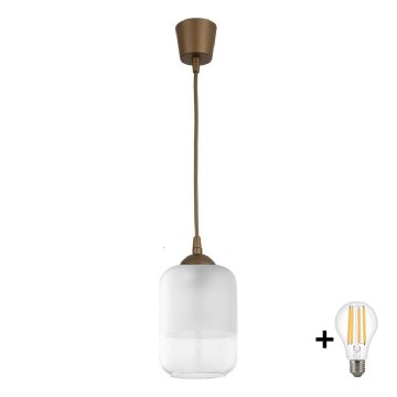 Brilagi - LED luster na sajli RETRO GLASS 1xE27/60W/230V Ø 14 cm smeđa/bijela