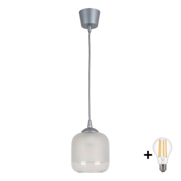 Brilagi - LED luster na sajli RETRO GLASS 1xE27/60W/230V Ø 14 cm srebrna/bijela