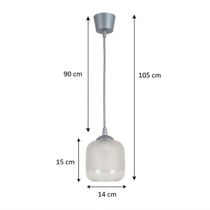 Brilagi - LED luster na sajli RETRO GLASS 1xE27/60W/230V Ø 14 cm srebrna/bijela