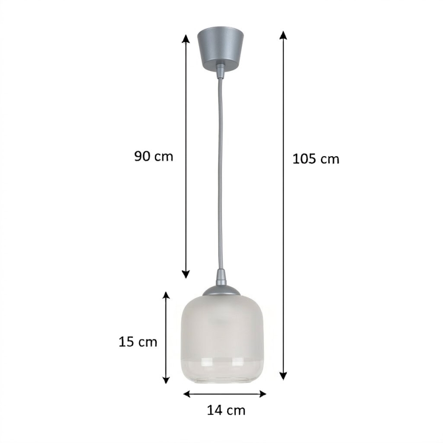 Brilagi - LED luster na sajli RETRO GLASS 1xE27/60W/230V Ø 14 cm srebrna/bijela