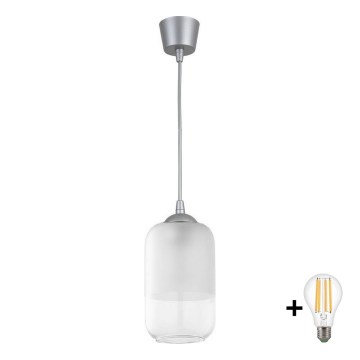 Brilagi - LED luster na sajli RETRO GLASS 1xE27/60W/230V Ø 14 cm srebrna/bijela