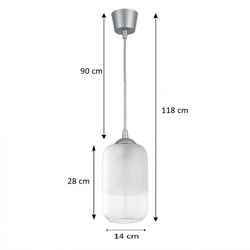 Brilagi - LED luster na sajli RETRO GLASS 1xE27/60W/230V Ø 14 cm srebrna/bijela