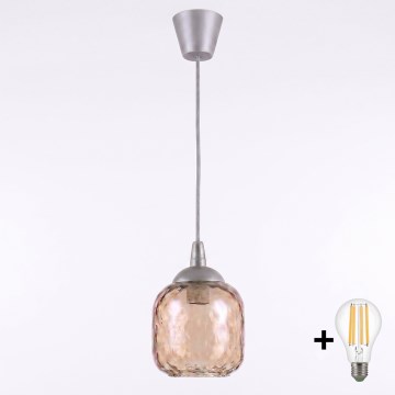 Brilagi - LED luster na sajli RETRO GLASS 1xE27/60W/230V Ø 14 cm srebrna/dimljeno-smeđa