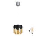 Brilagi - LED luster na sajli RETRO GLASS 1xE27/60W/230V Ø 14 cm srebrna/dimno bež/crna
