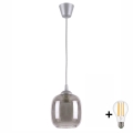 Brilagi - LED luster na sajli RETRO GLASS 1xE27/60W/230V Ø 14 cm srebrna/zadimljeno-siva