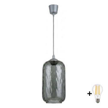Brilagi - LED luster na sajli RETRO GLASS 1xE27/60W/230V Ø 14 cm srebrna/zadimljeno-siva