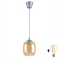 Brilagi - LED luster na sajli RETRO GLASS 1xE27/60W/230V Ø 14 cm srebrna/zadimljeno smeđa