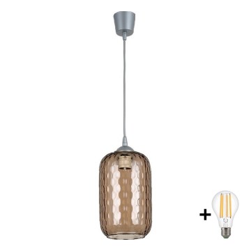 Brilagi - LED luster na sajli RETRO GLASS 1xE27/60W/230V Ø 14 cm srebrna/zadimljeno smeđa