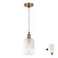 BRILAGI - LED luster na sajli RETRO GLASS 1xE27/60W/230V Ø 14 cm zlatna/bijela