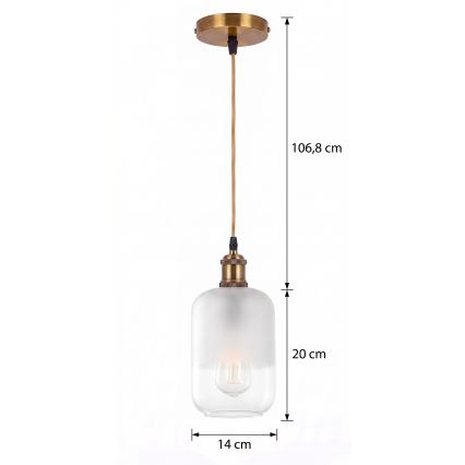 BRILAGI - LED luster na sajli RETRO GLASS 1xE27/60W/230V Ø 14 cm zlatna/bijela