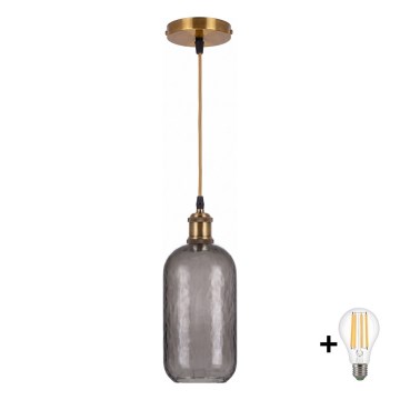 BRILAGI - LED luster na sajli RETRO GLASS 1xE27/60W/230V Ø 14 cm zlatna/dimljeno-siva