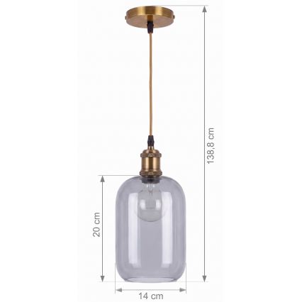 BRILAGI - LED luster na sajli RETRO GLASS 1xE27/60W/230V pr. 14 cm zlatna/zadimljena siva