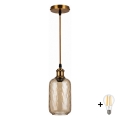 BRILAGI - LED luster na sajli RETRO GLASS 1xE27/60W/230V Ø 14 cm zlatna/zadimljeno smeđa