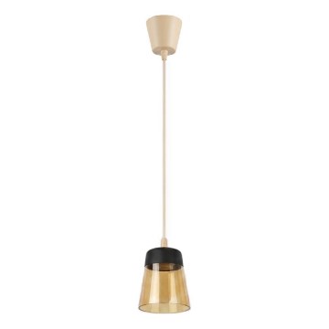 Brilagi - LED luster na sajli RETRO GLASS 1xE27/60W/230V Ø 15,5 cm bež/dimno bež/crno