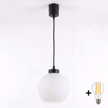 Brilagi - LED luster na sajli RETRO GLASS 1xE27/60W/230V Ø 15 cm crna/bijela