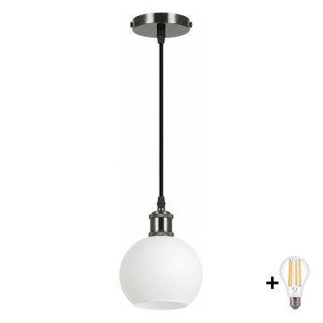 BRILAGI - LED luster na sajli RETRO GLASS 1xE27/60W/230V Ø 15 cm crna/bijela