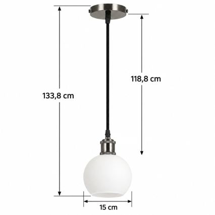 BRILAGI - LED luster na sajli RETRO GLASS 1xE27/60W/230V Ø 15 cm crna/bijela