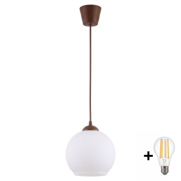 Brilagi - LED luster na sajli RETRO GLASS 1xE27/60W/230V Ø 15 cm smeđa/bijela
