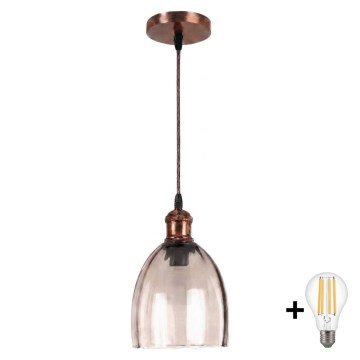Brilagi - LED luster na sajli RETRO GLASS 1xE27/60W/230V Ø 17 cm bakrena/dimljeno bež