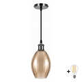 BRILAGI - LED Luster na sajli RETRO GLASS 1xE27/60W/230V Ø 17 cm crna/dimna bež