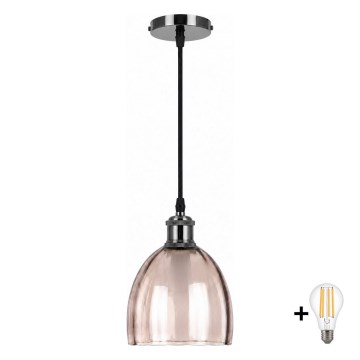 BRILAGI - LED luster na sajli RETRO GLASS 1xE27/60W/230V Ø 17 cm crna/zadimljena bež