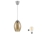 Brilagi - LED luster na sajli RETRO GLASS 1xE27/60W/230V Ø 17 cm srebrna/dimno bež