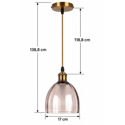 BRILAGI - LED luster na sajli RETRO GLASS 1xE27/60W/230V pr. 17 cm zlatna/zadimljena bež