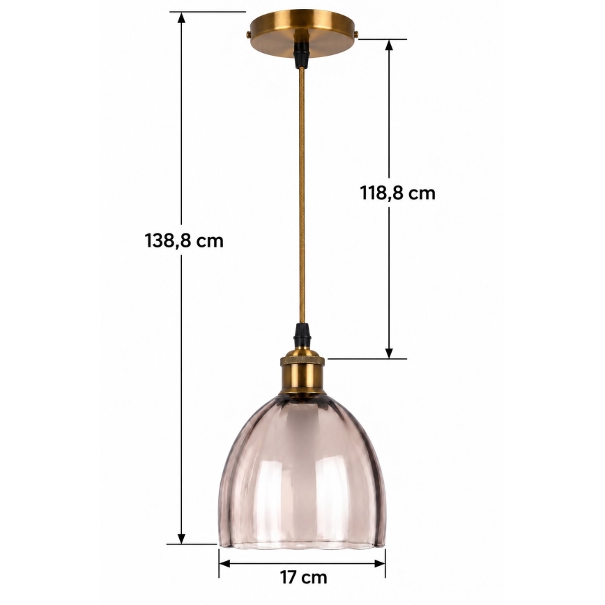 BRILAGI - LED luster na sajli RETRO GLASS 1xE27/60W/230V pr. 17 cm zlatna/zadimljena bež