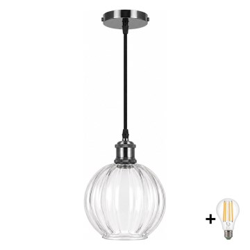 BRILAGI - LED luster na sajli RETRO GLASS 1xE27/60W/230V Ø 18 cm crna/prozirna