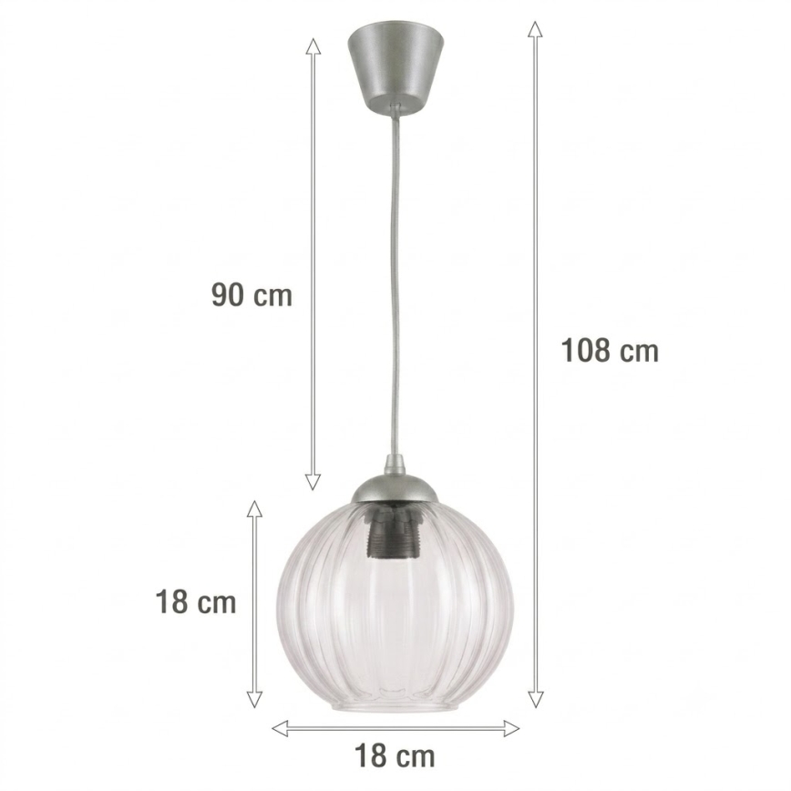 BRILAGI - LED luster na sajli RETRO GLASS 1xE27/60W/230V Ø 18 cm srebrna/transparentna