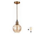 BRILAGI - LED Luster na sajli RETRO GLASS 1xE27/60W/230V Ø 18 cm zlatna/zadimljeno-smeđa