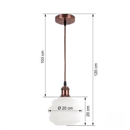 Brilagi - LED luster na sajli RETRO GLASS 1xE27/60W/230V Ø 20 cm bakrena/bijela