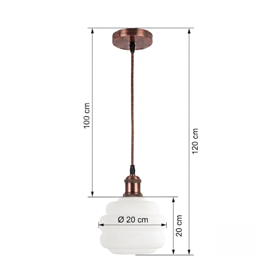 Brilagi - LED luster na sajli RETRO GLASS 1xE27/60W/230V Ø 20 cm bakrena/bijela