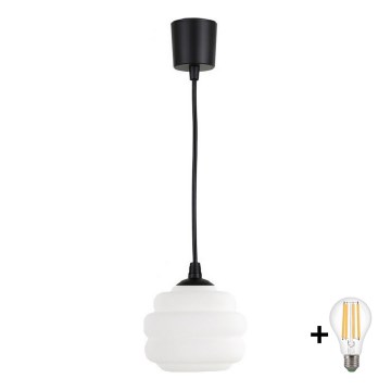 Brilagi - LED luster na sajli RETRO GLASS 1xE27/60W/230V Ø 20 cm crna/bijela