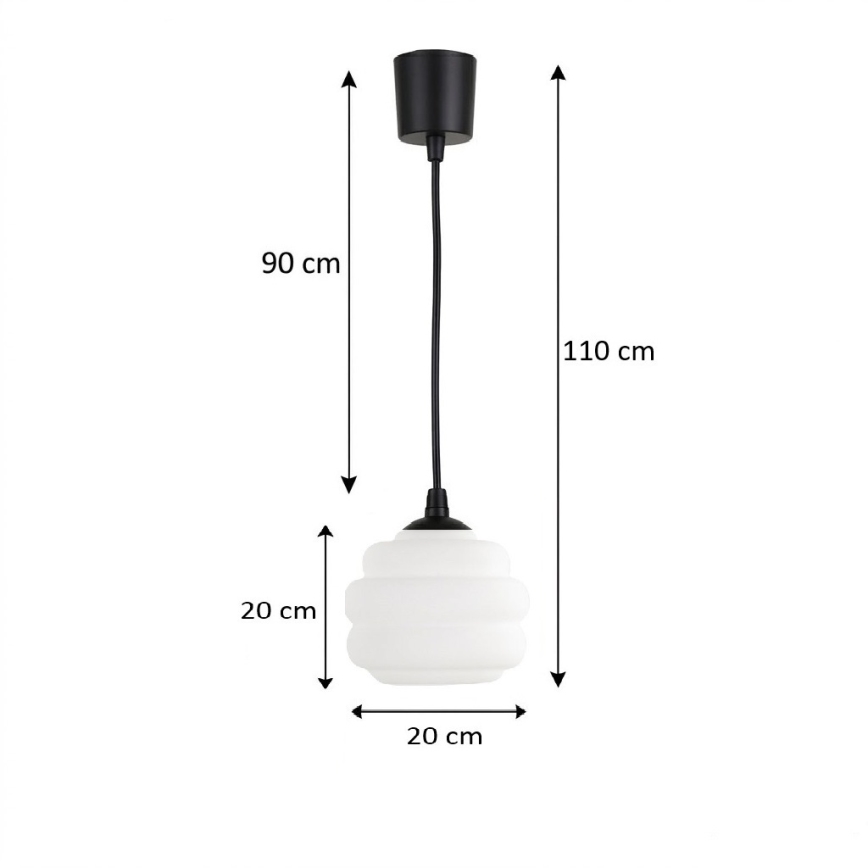 Brilagi - LED luster na sajli RETRO GLASS 1xE27/60W/230V Ø 20 cm crna/bijela