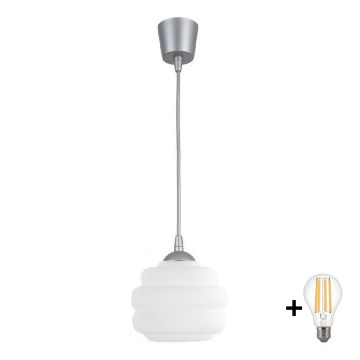 Brilagi - LED luster na sajli RETRO GLASS 1xE27/60W/230V Ø 20 cm srebrna/bijela