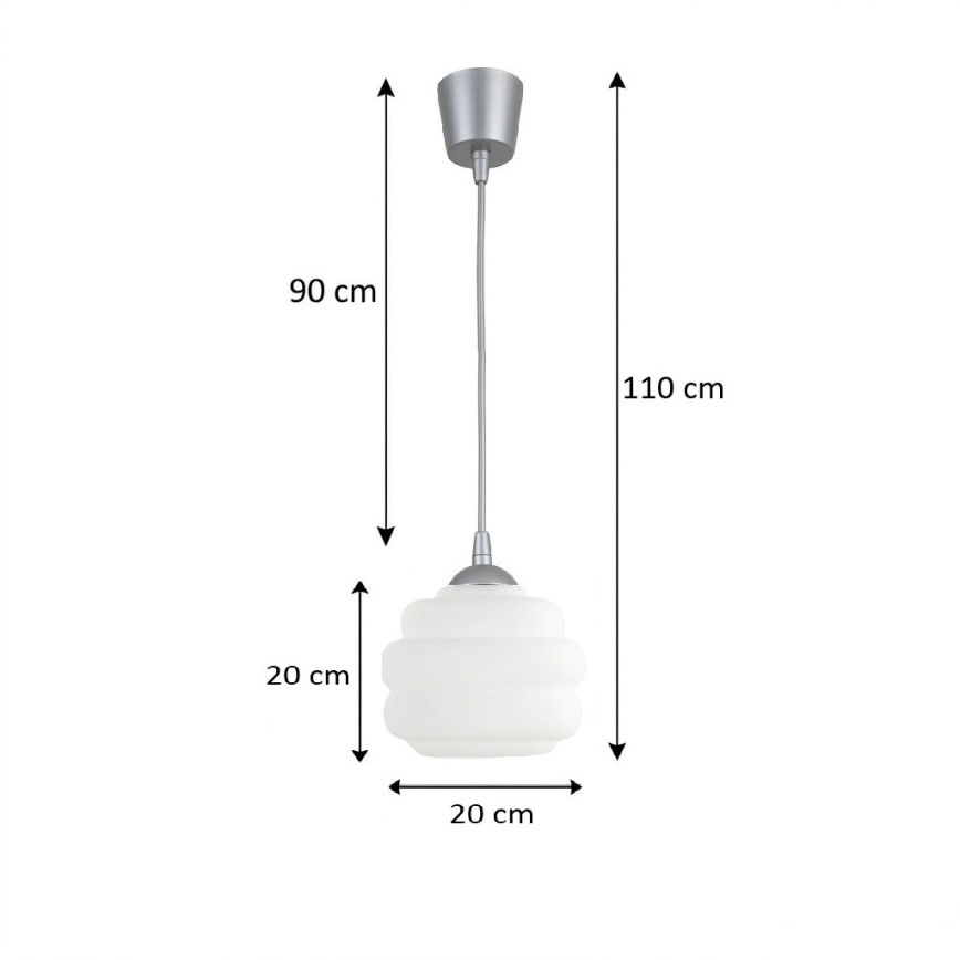 Brilagi - LED luster na sajli RETRO GLASS 1xE27/60W/230V Ø 20 cm srebrna/bijela