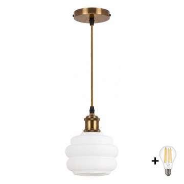 BRILAGI - LED luster na sajli RETRO GLASS 1xE27/60W/230V Ø 20 cm zlatna/bijela