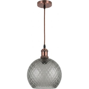 Brilagi - LED luster na sajli RETRO GLASS 1xE27/60W/230V Ø 25 cm bakrena/dimna siva