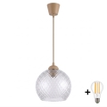 Brilagi - LED luster na sajli RETRO GLASS 1xE27/60W/230V Ø 25 cm bež/dimljeno-siva