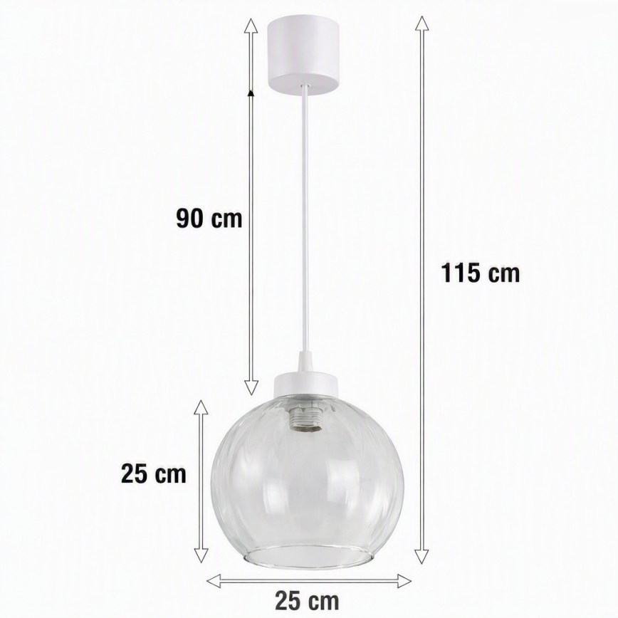 Brilagi - LED luster na sajli RETRO GLASS 1xE27/60W/230V Ø 25 cm bijela/prozirna