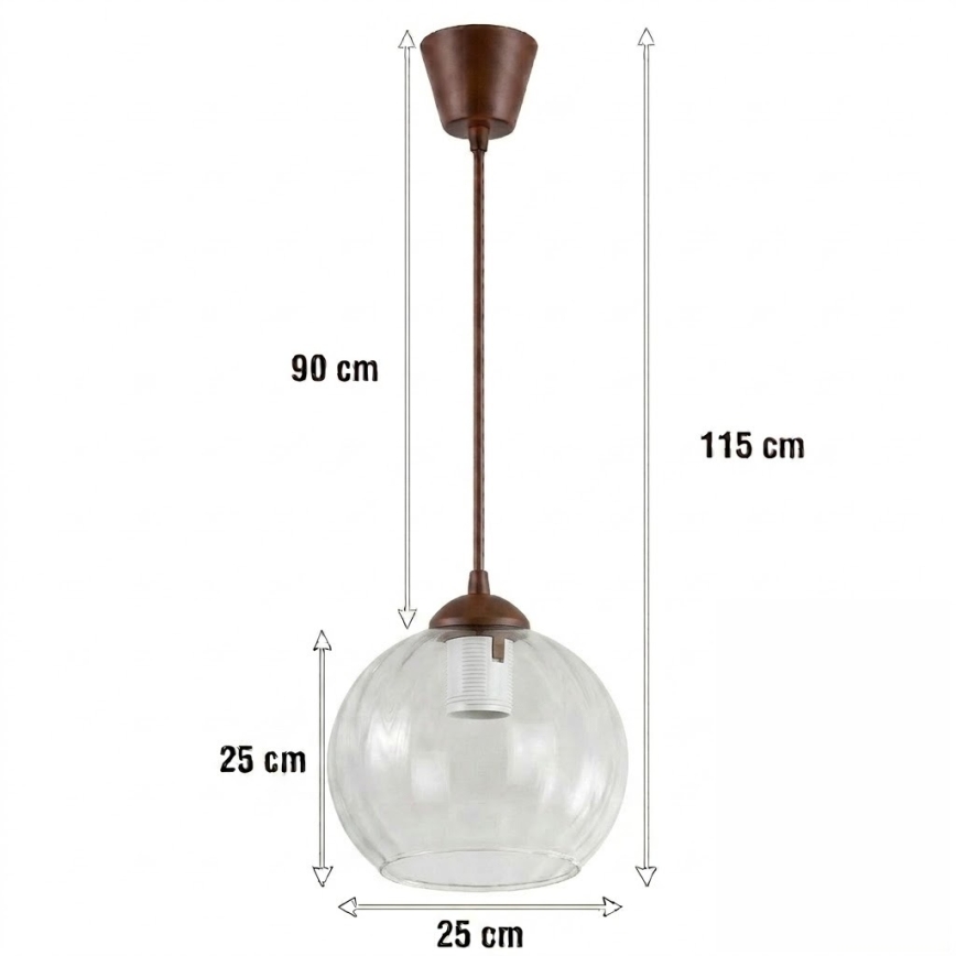 BRILAGI - LED luster na sajli RETRO GLASS 1xE27/60W/230V Ø 25 cm smeđa/prozirna