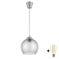 Brilagi - LED luster na sajli RETRO GLASS 1xE27/60W/230V Ø 25 cm srebrna/dimno-siva