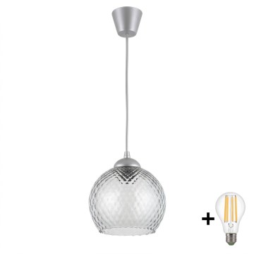 Brilagi - LED luster na sajli RETRO GLASS 1xE27/60W/230V Ø 25 cm srebrna/dimno-siva