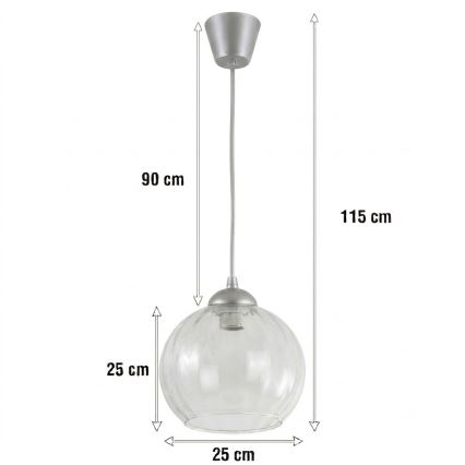 Brilagi - LED luster na sajli RETRO GLASS 1xE27/60W/230V Ø 25 cm srebrna/prozirna