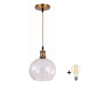 BRILAGI - LED luster na sajli RETRO GLASS 1xE27/60W/230V Ø 25 cm zlatna/prozirna