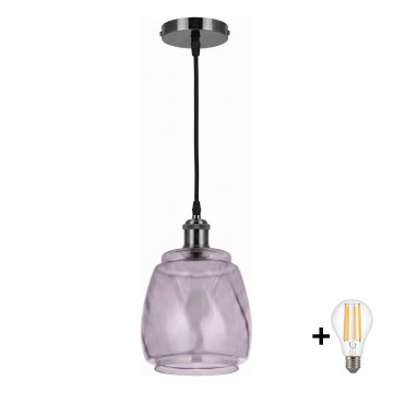BRILAGI - LED Luster na sajli RETRO GLASS 1xE27/60W/230V Ø 26 cm crna/zadimljeno siva