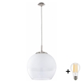 BRILAGI - LED luster na sajli RETRO GLASS 1xE27/60W/230V Ø 38 cm matni krom/bijela